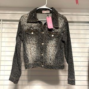 Southern Fried Chics leopard denim jacket